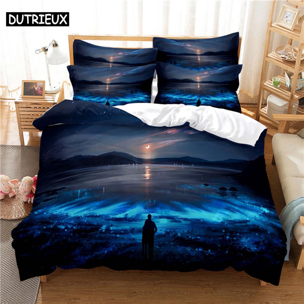 3D Digital Printing Fashion Design Starry Night Bedding, Queen Size Duvet Cover Set