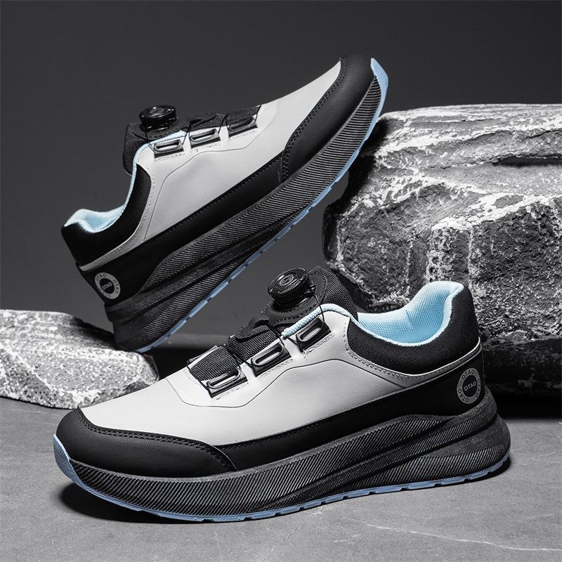 

Shoes autumn new knob buckle waterproof casual shoes outdoor thin lace-up mountaineering sneakers 44 світло-сірий колір