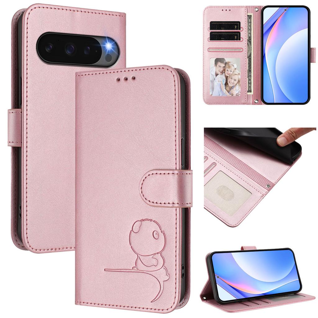 Magnetic Flip Phone Case for Google Pixel 9 10 Pro XL pixel 9A 8 7 6 9 Pro 8A 7A 6A 4A 5 XL Leather Book Case Panda Wallet Cover