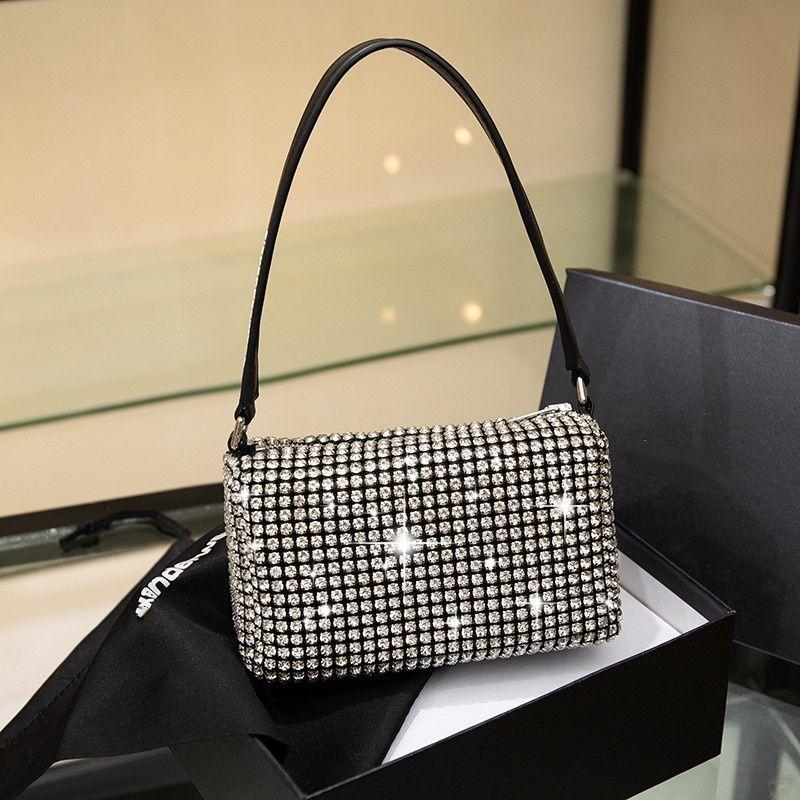 

Сумка Mountain King Женская весенне-летняя сумка со стразами, блестящая сумка с полными бриллиантами, вечерний клатч-тоут, сумка подмышку, сумка из хрусталя с полными бриллиантами White small size(Send full package])