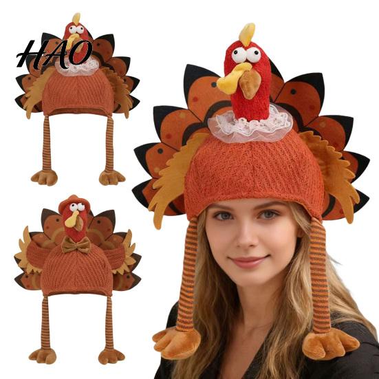 Funny Holiday Party Hat for Adults Turkey Adults, Thanksgiving Costume Accessory, Novelty Soft Creative Role Play Knitted Women, Men, Fall Headpiece