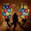 Handcrafted Double Dome Flower Design Glass Wall Lamp, Multicolour