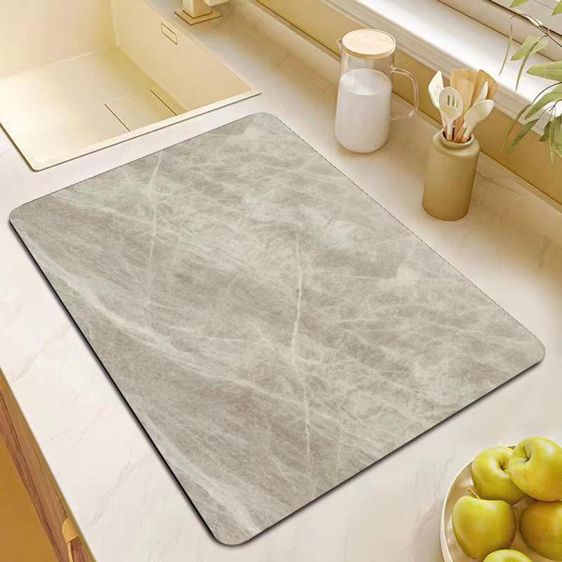 Marble Draining Mat: Diatomaceous Earth, Non-slip, Water Absorbent Kitchen & Dining Surface Mat