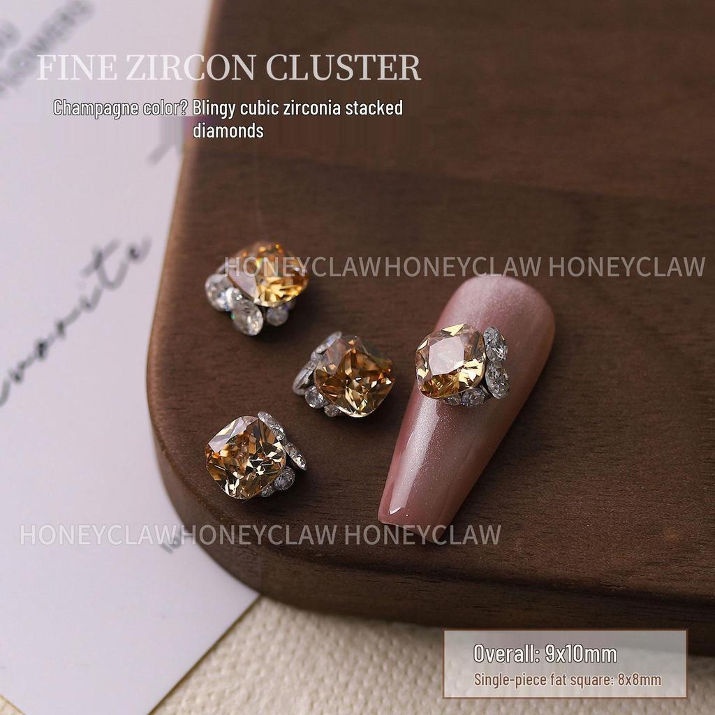 Champagne Zirconia Rhinestone Nail Art Balls - Handmade, Super Sparkle Decoration
