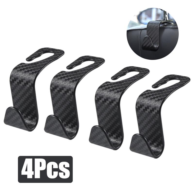 

1/2/4Pcs Universal Car Seat Headrest Hook Carbon Fiber Storage Hanger Back Seat Organizer Holder Vehicle