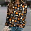 Women's Casual Neck Long Sleeve Raglan Halloween Print Sweatshirt