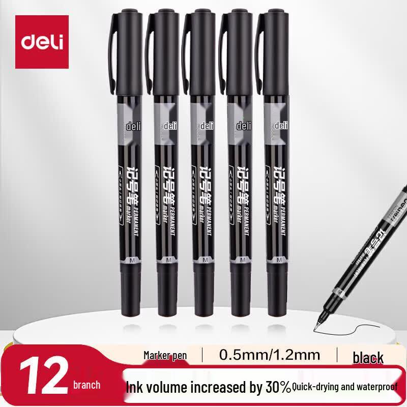 Deli 6824 Double-Head Permanent Marker Pen
