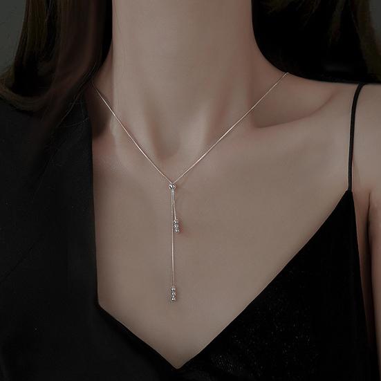 

Yousheng Bead Bolo Tie кулон ожерелье серебряная ключичная цепочка чокер простое классное ожерелье для женщин повседневная одежда и подарки серебряный