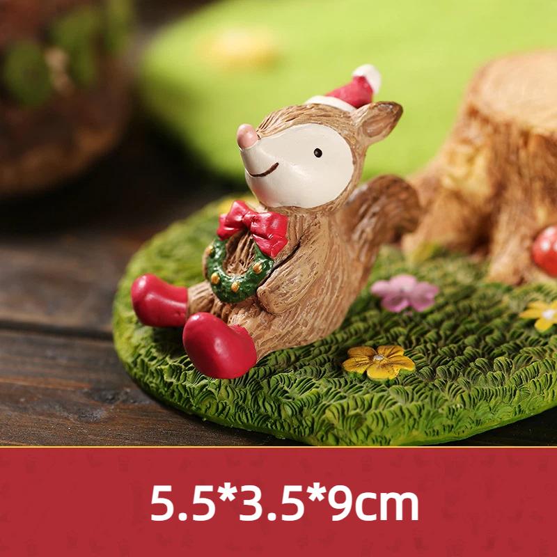 Christmas Cartoon Animal Ornaments Santa Claus Reindeer Resin Crafts Cartoon Christmas Series Crafts Home Desktop Decorations