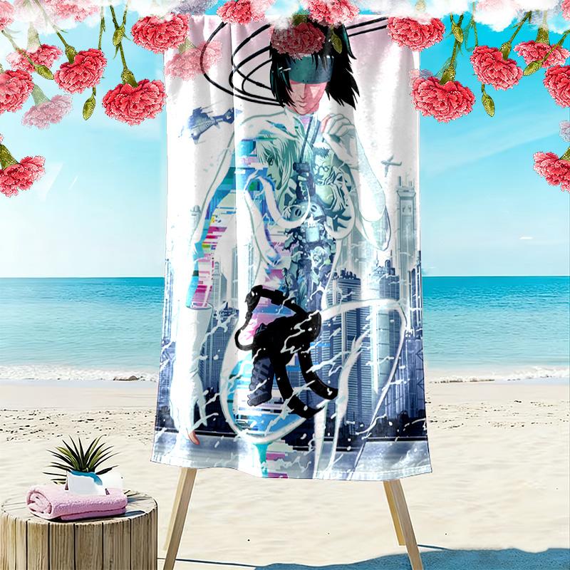 Ghost in the Shell 2D Flat Print Beach Towel, Large Soft Quick Dry Towel for Beach Camping SwimmingDSTJ0925526