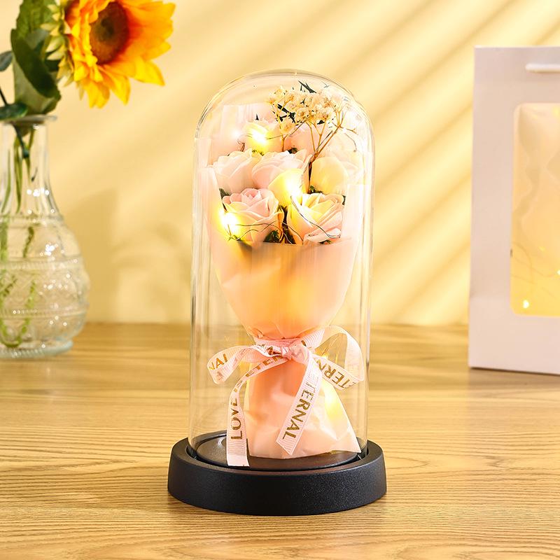 Preserved Rose Glass Dome: Qixi Valentine's Day & Birthday Gift