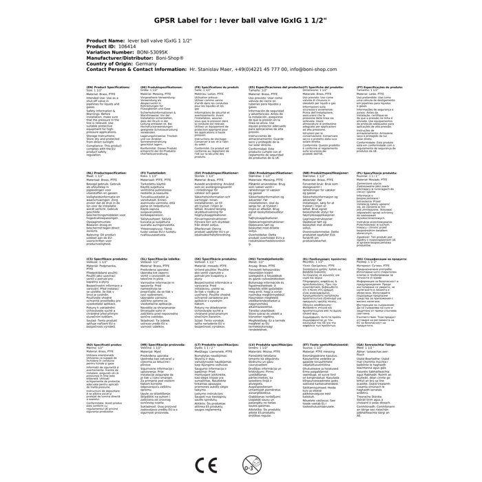 Lever Ball Valve IGxIG 1 1/2"