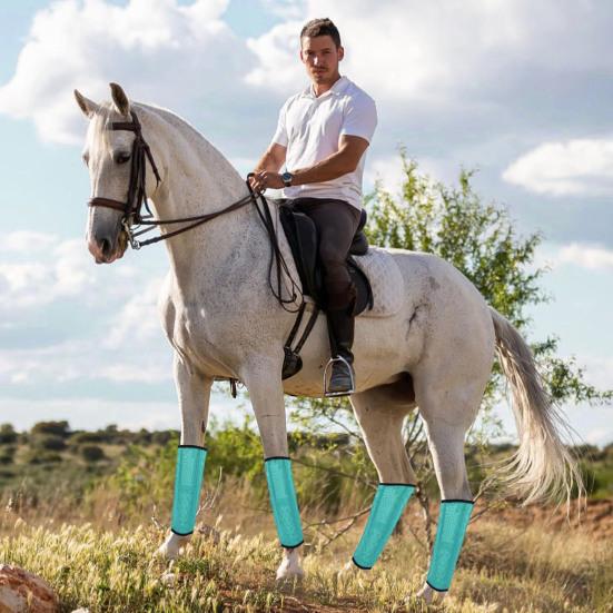 4 ks Síťované kamaše proti hmyzu pro koně Prodyšné síťované ochranné chrániče nohou pro koně Univerzální protiskluzové kamaše proti hmyzu pro koně pro snížení dupání