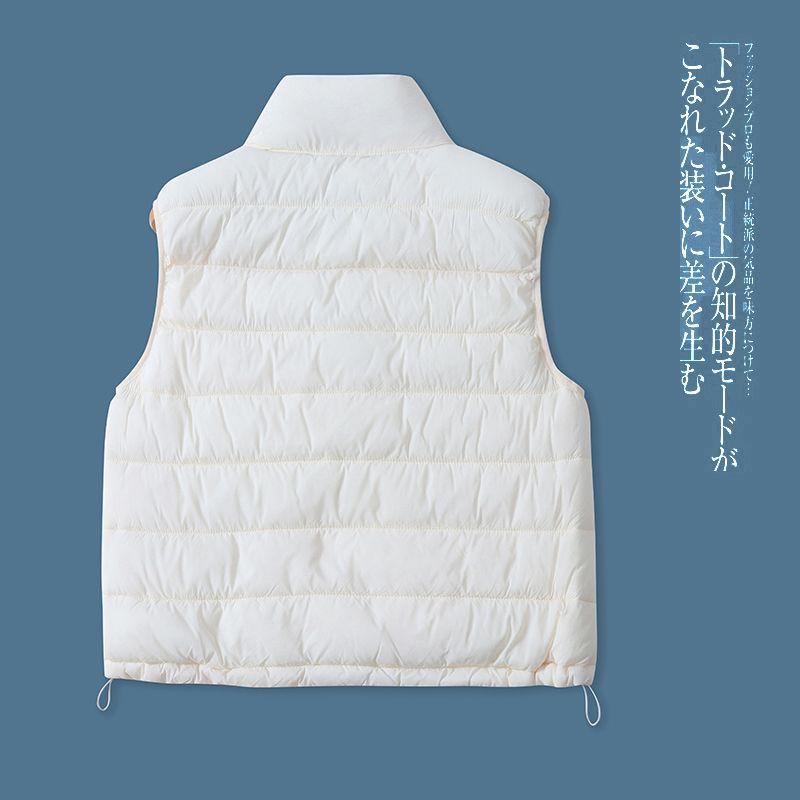 Lightweight Cotton Vest Fall and Winter New Arrival Foreign Trade Women's Clothing Stand Collar Zipper Double Pocket Short Warm Vest 30287