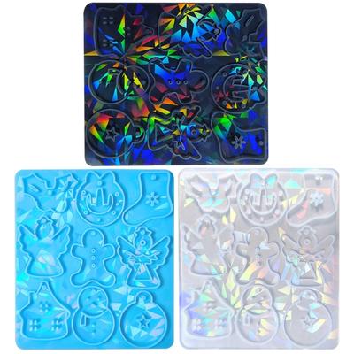 Kombinierte Socken Holografische Lichtschatten Ornamente Silikon Epoxid Schlüsselanhänger Form DIY Anhänger Schmuck für Valentinstagsgeschenk