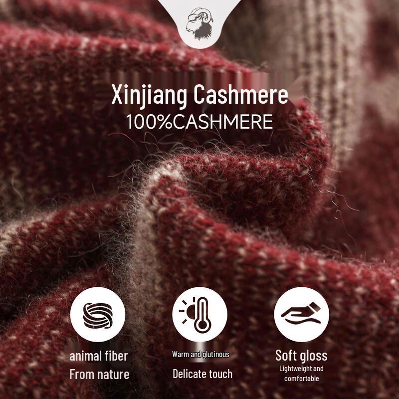 Zhaojun Women's 2025 A/W 100% Cashmere V-Neck Jacquard Sweater