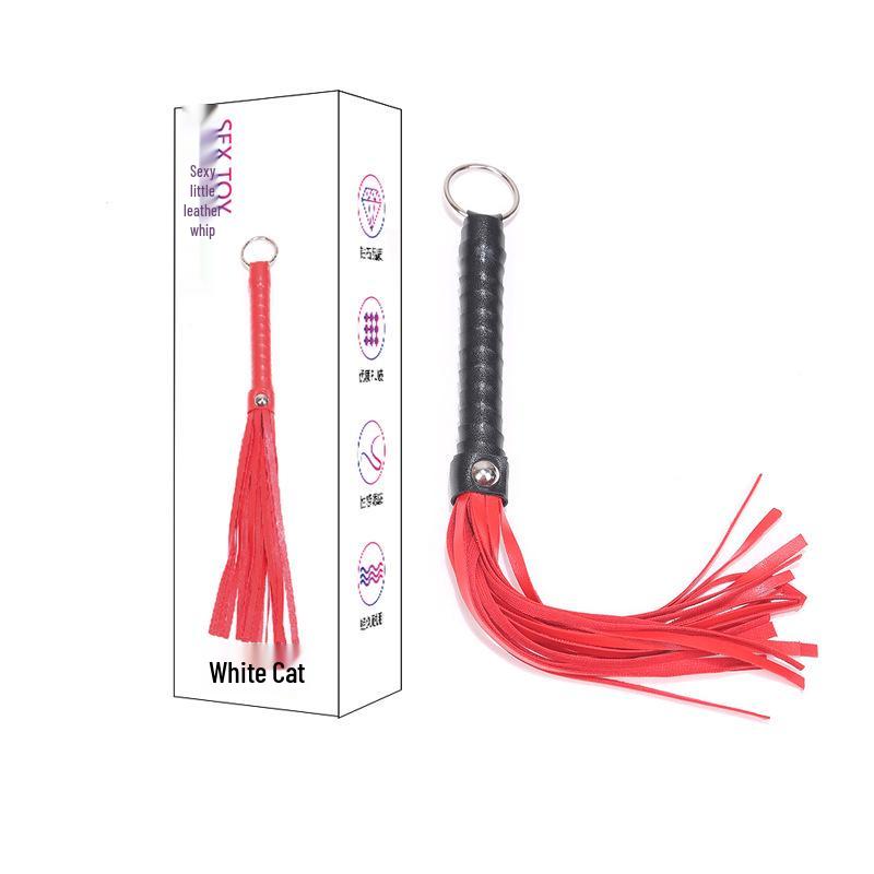 Fluffy Leather Bondage Set: Whip, Handcuffs, Gag, Eye Mask for Couples