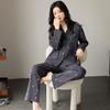 [Shopping Mall Quality] Pajamas Women's Pure Cotton Spring and Autumn Cute Black Bear Long-sleeved Trousers Loungewear Set