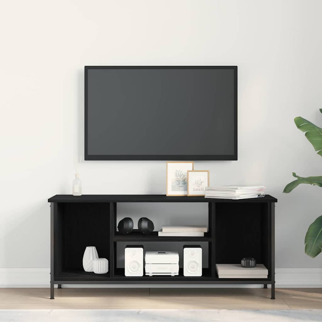 TV Cabinet in Black Oak Look 102 x 35 x 45 cm Engineered Wood