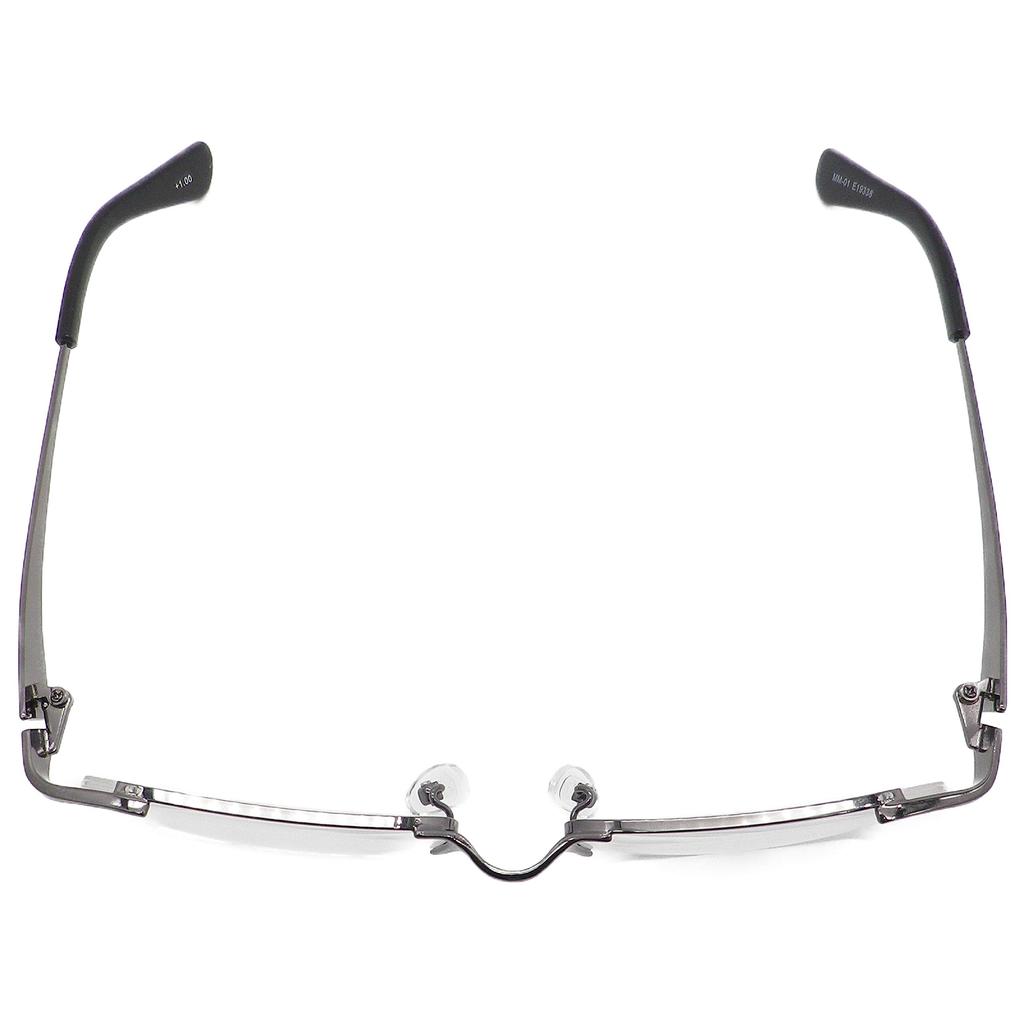 Nagoya Optical Co., Ltd. Stylish and fashionable reading glasses for men: Metal frame, semi-rimless design, MM-01 (Gray (wide), 3.00)