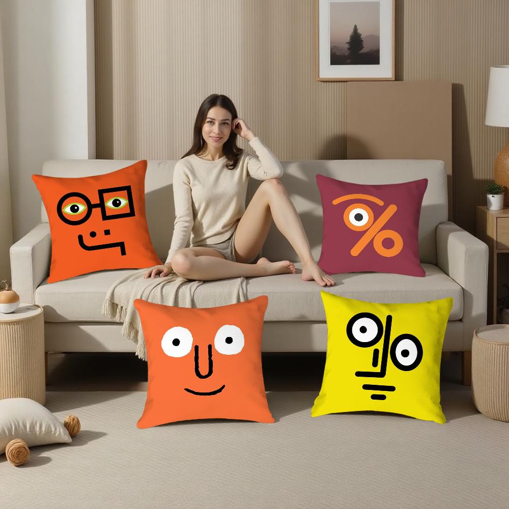 Aesthetic Art J-Jean-Jullien Pillow Case Plush Fabric Soft Double Sided Print Sofa Cushion Cover Throw Pillow Covers