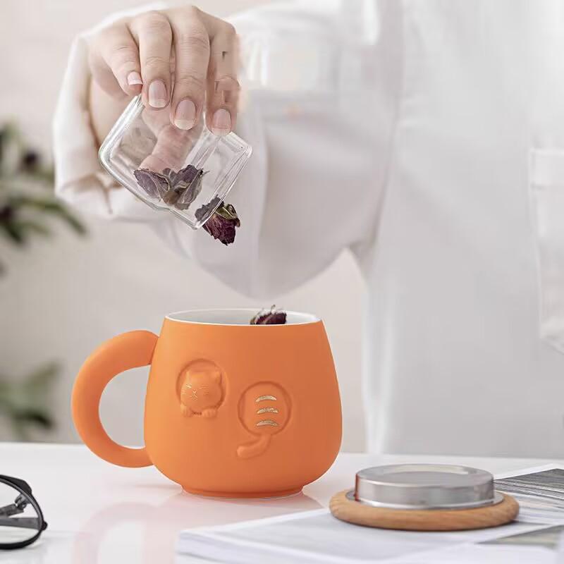 High-Value Wind With Lid Cute Cup Designer Niche Coffee Cup Ceramic Water Cup Girl