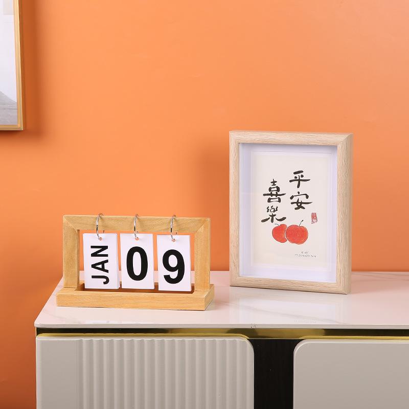 Wooden Page Turning Calendar Household Simple Desktop Decoration Study Desk Calendar Perpetual Calendar Knickknacks