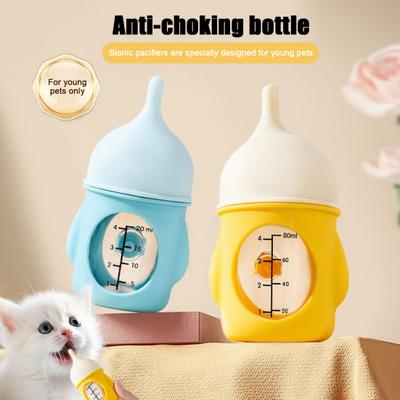 Biberon à lait pour chaton 20/80ml Biberon d'alimentation pour animal de compagnie Anti-suffocation Chien Chat Biberon d'alimentation pour lait pour chatons nouveau-nés, chiots, petits animaux