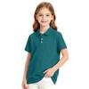 Girls' Short Sleeve School Uniform T-Shirt with Three Button Placket