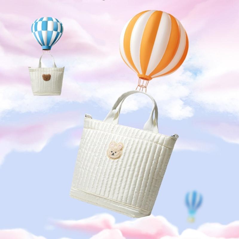 Travel Bag Embroidery Bear Pattern Diaper Bag Crossbody Bag Multiple Compartment Shoulder Bag Large Capacity Mom Bag