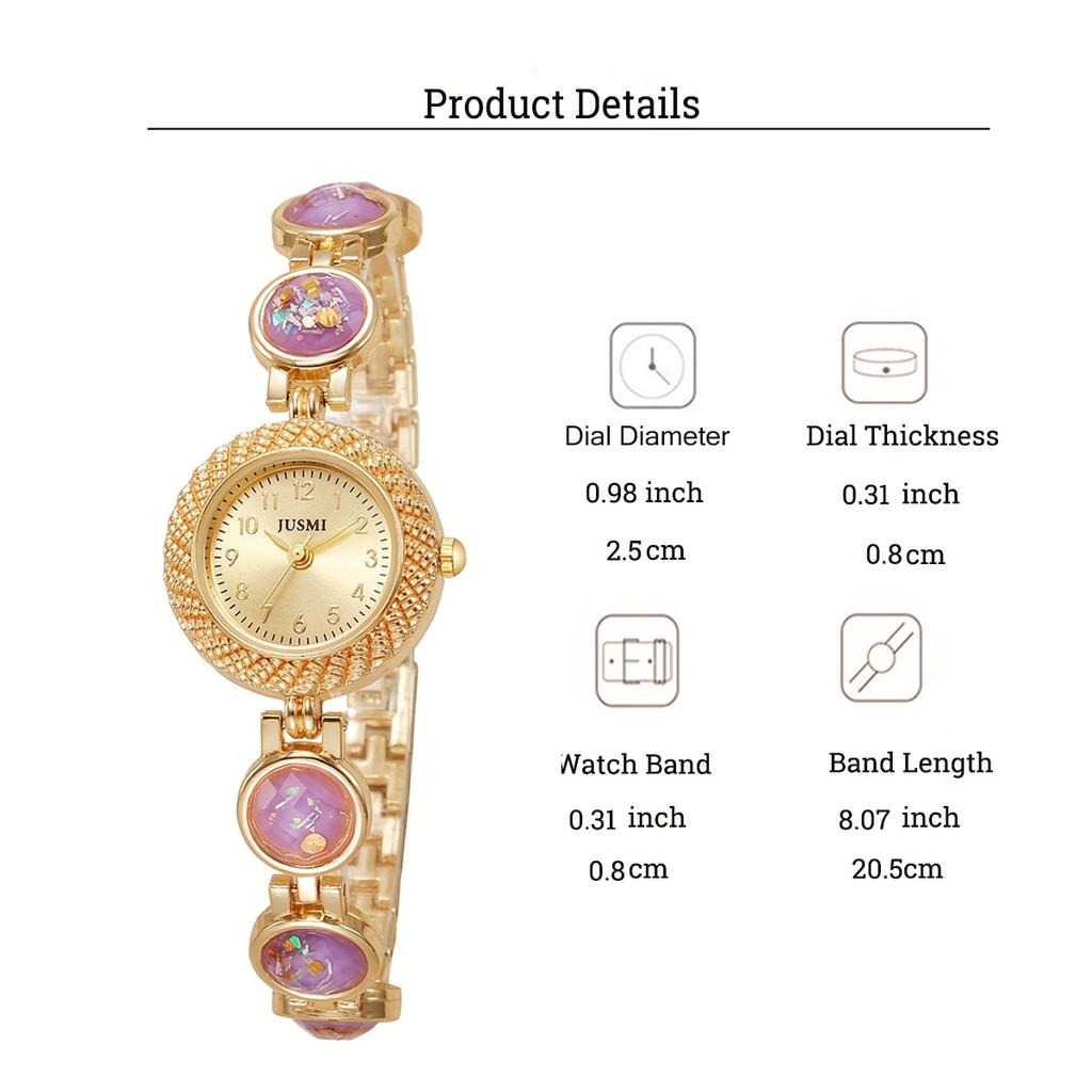 Fashionable, Personalized, Trend-setting Pearl Dial Gemstone Strap Ladies' Quartz Watch Suitable for Daily Wear and Christmas Gi
