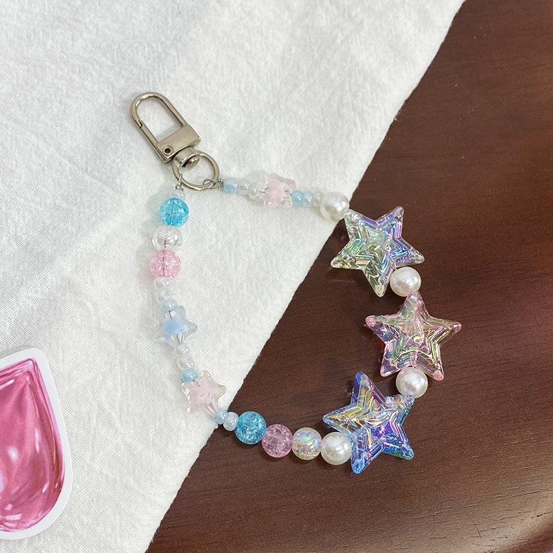 Colorful Heart Beaded Wrist Lanyard: Korean Phone Case Accessory