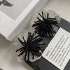 French Hong Kong Style Retro Big Stud Earrings Female Fringed Metal Cold Wind Premium Flower Exaggerated Black Design Earrings