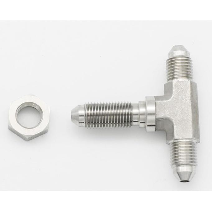3AN Male Stainless Steel 3 Way Bulkhead Tee T Brake Hose Fitting Adapter with AN3 Bulkhead Lock Nut