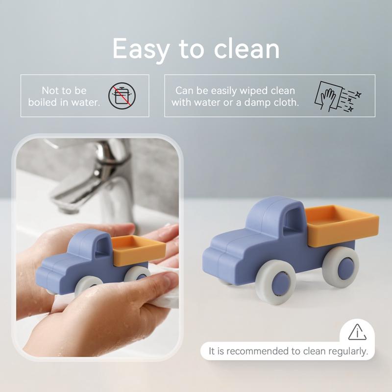Baby Teether Toys Silicone Car Toys Baby Pushcart Bpa-Free Car Airplane Cognitive Silicone Model Baby Room Decoration Baby Gift
