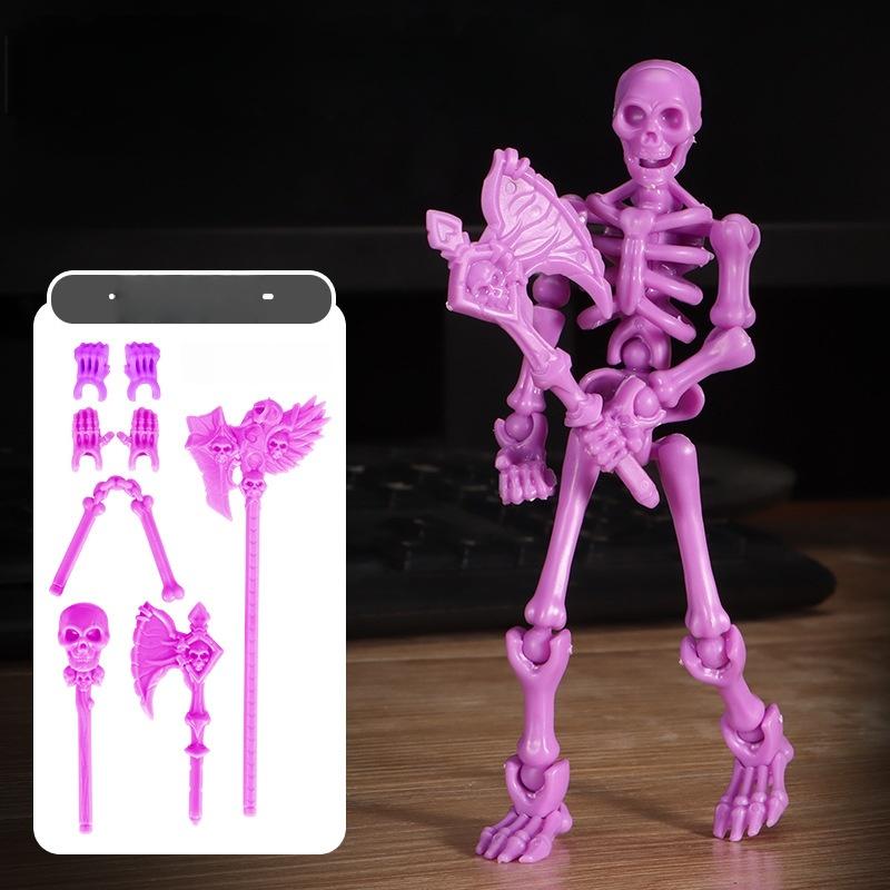 1 Set Multi-Articulable Skull And Bone Puppet Decoration Action Figures Three-Dimensional Skull Model Assembly Toy Gift