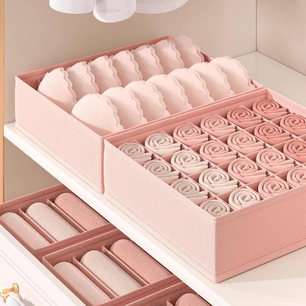 منظم أدراج قماشي ثلاثة في واحد للملابس الداخلية والجوارب وحمالات الصدر