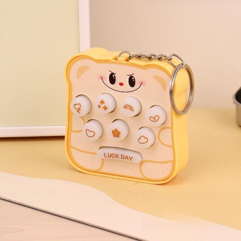 1PC handheld palm cartoon bread whack-a-mole game console electronic luminous toy small pendant keychain