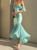 2023 Women Pleated Ruffles Backless Corset Top Long Skirt 2 Piece Set Set Elegant Casual Off Shoulder Sexy Mesh Dress Sets