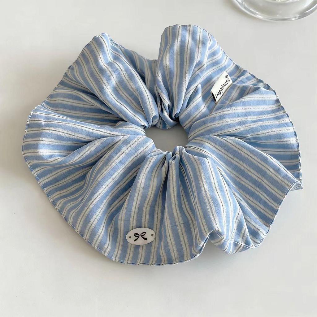 Korean Striped Bow Knot Plaid Hair Scrunchie Accessory