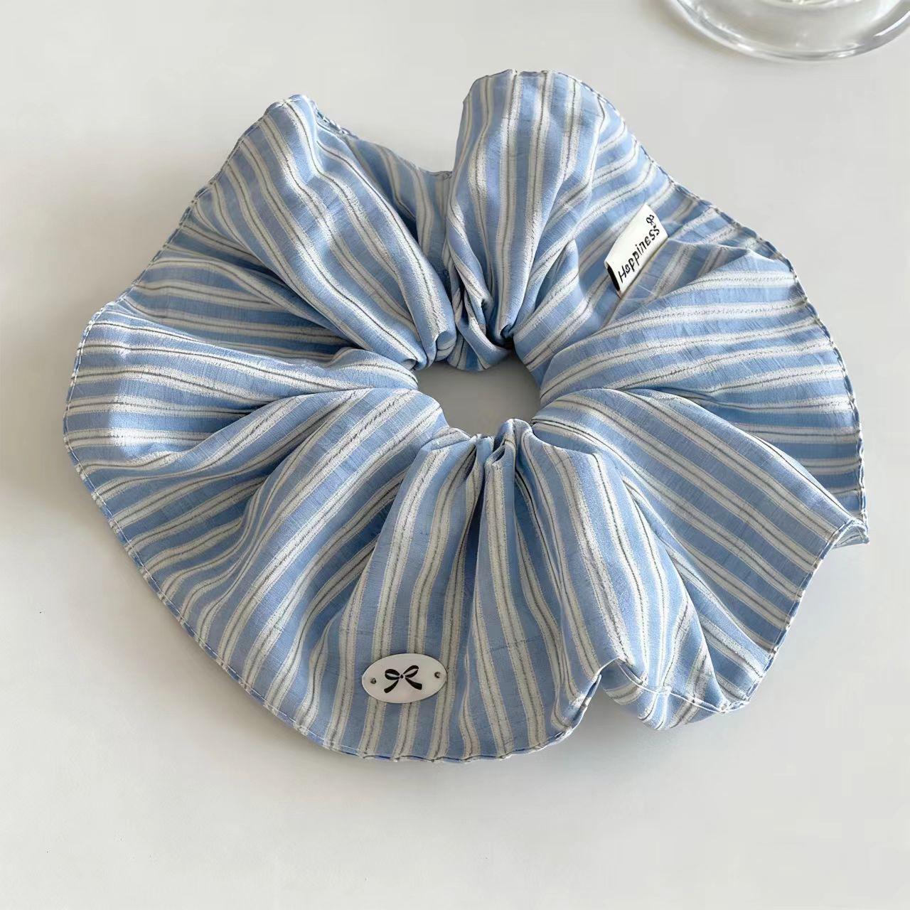 Korean Striped Bow Knot Plaid Hair Scrunchie Accessory