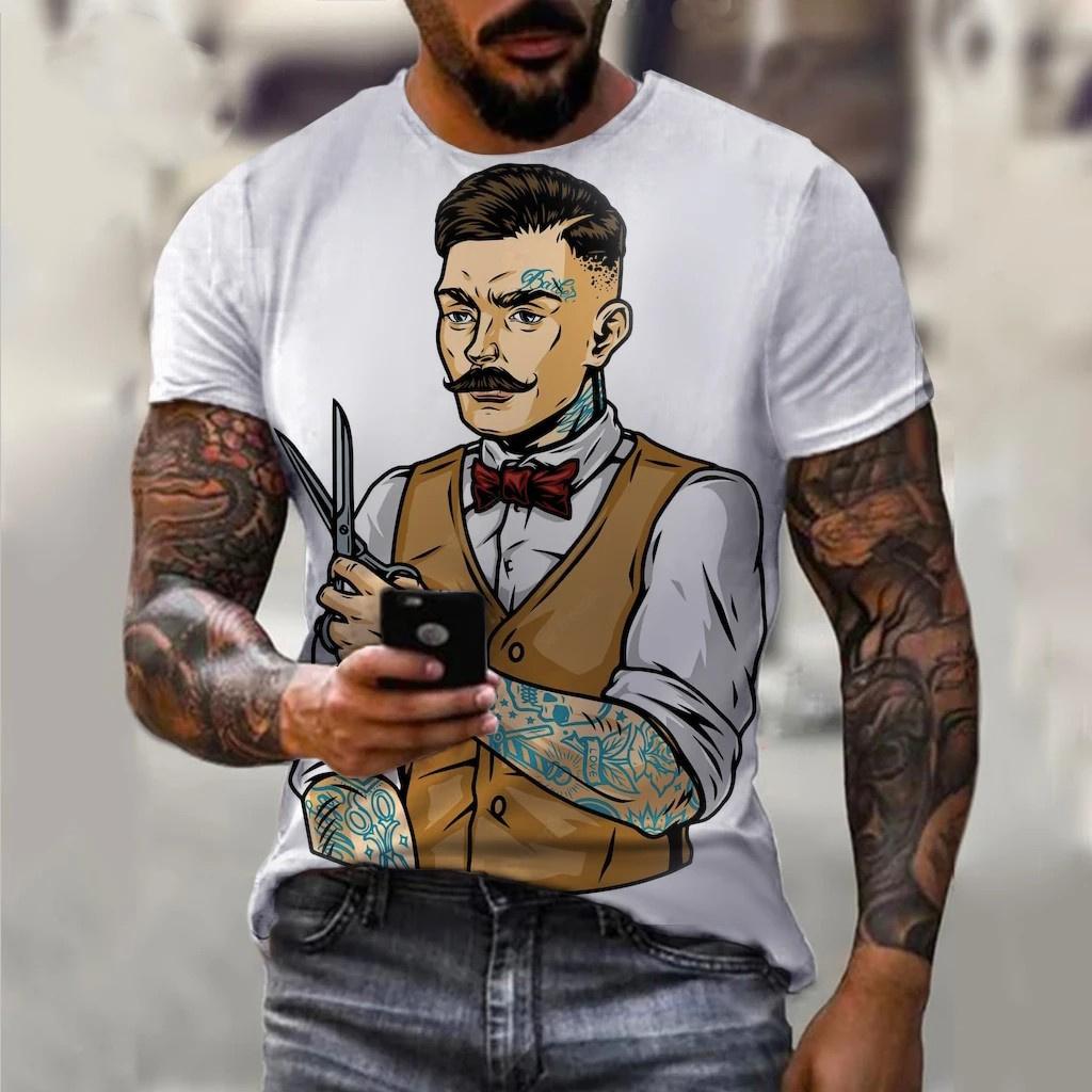 Funny Barber T Shirt For Mens Fashion Short Sleeve Uniform Tops Hip Hop Trend Harajuku Pullover Casual O-neck Oversized T-shirts