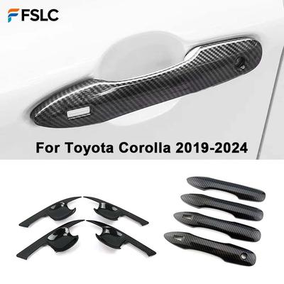 Carbon Fiber Print Side Door Handle Cover & Bowl Trim For Toyota Corolla ‑2024 Exterior Chrome Moulding Accessories