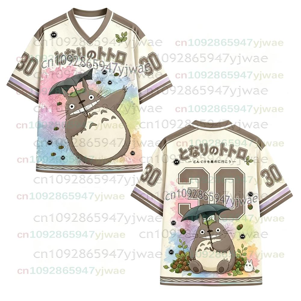 2026 Horké Pánské Dámské Tričko Anime Soused Totoro Výstřih do V Dres Krátký Rukáv Sportovní Tričko Ležérní Streetwear Hip Hop Fanoušci Vrcholy