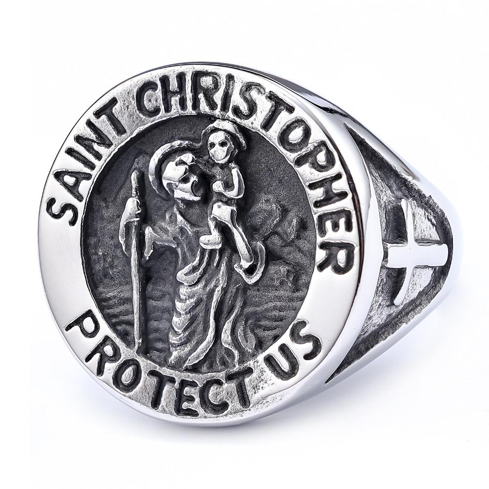 Vintage prsten pro muže z titanové oceli Archangel Odolný Stylový šperk Dárek pro muže