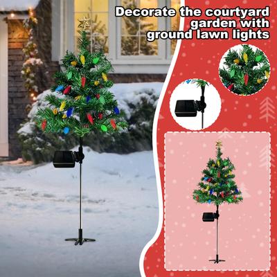 2 Stück Solar Weihnachtsbaum Lichter Außen Wasserdicht Weihnachtsfeiertagsatmosphäre Dekoration Hof Garten Bodenlichter