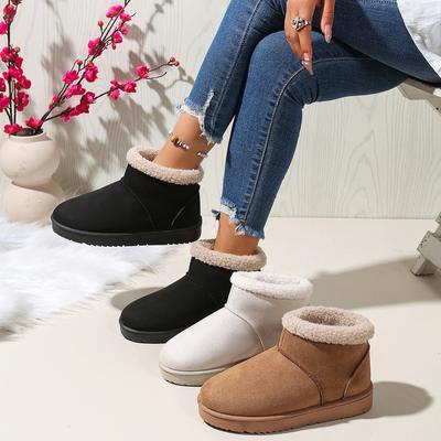 2025 Autumn and Winter New Thick-soled Snow Boots Foreign Trade Large Size Solid Color Women's Cotton Boots Piled Thickened Warm Snow Boots