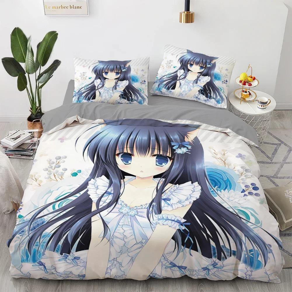 Anime Kawaii Bedding Set Japan Anime Loli Duvet Cover Set Kids Bedroom Cartoon 3D Printed Quilt Cover Bedroom Gift