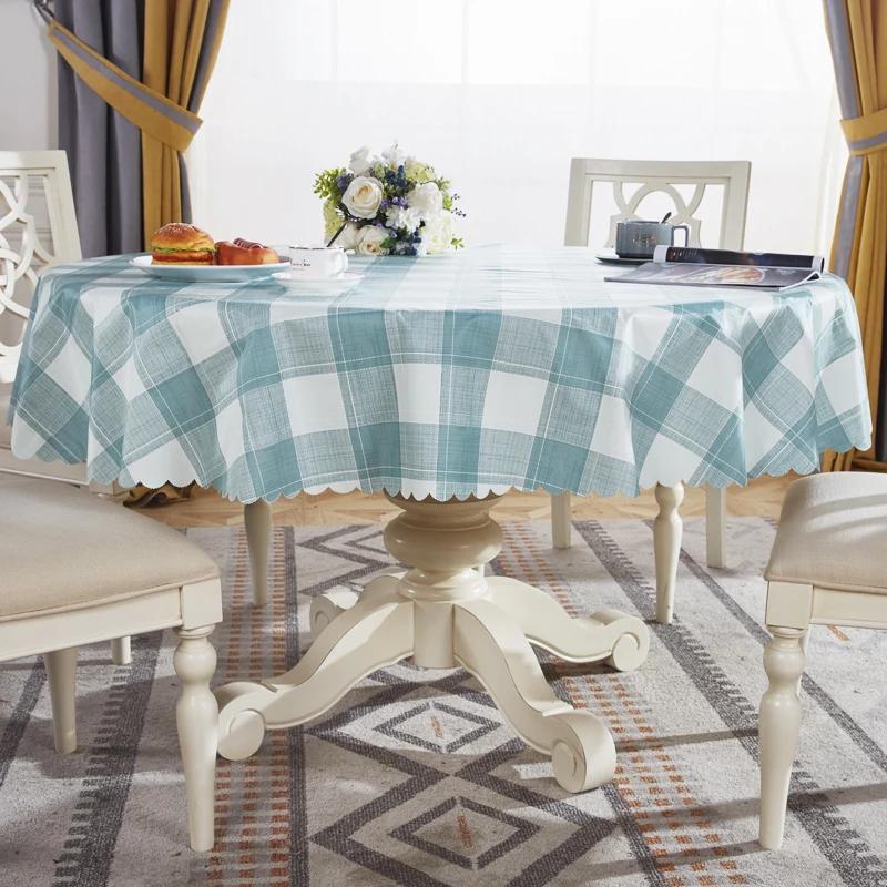 Proud Rose Waterproof Round Table Cloth PVC Oil-proof Table Cover European Household Round Plastic Dining Tablecloth Table Cover