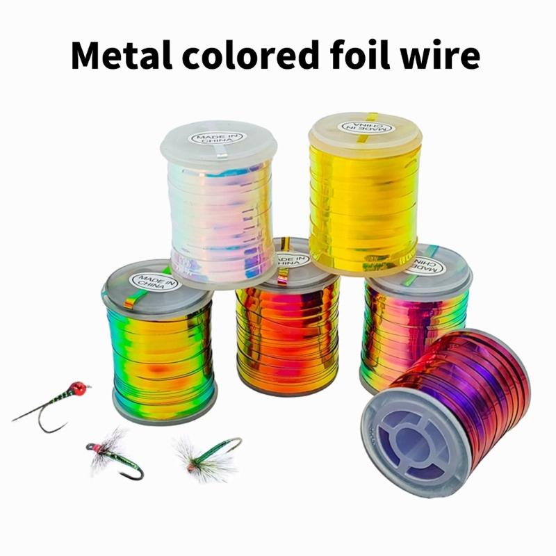 6 Spool Multiple Color Fly Tying Wire Accessories Tinsel Flash Line for Fly Making Fly Flash Tinsel Thread